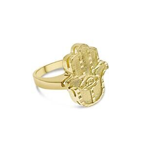 Hamsa Fatima Hand 10k Yellow Gold Ring